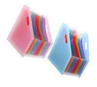 JOINPAYA Lot de 2 Classeurs Accordéon A4 en Plastique Organiseurs de Fichiers Extensibles pour Documents Porte-Documents de Bureau Grand Format Couleurs Rose et Bleu pour Rangement et