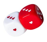 JOINPAYA Lot de 2 Dés de Jeu de Société en Acrylique Rouge et Blanc à Motifs de Cœur Petits Dés Légers Coins Arrondis Accessoires de Fête et Divertissement pour Soirées et Jeux Entre