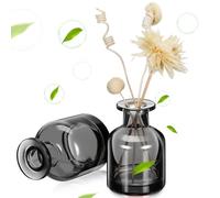 JOINPAYA Lot de 2 Flacons Diffuseurs Vides en Verre Cylindriques 150 ML Couleur Fumée, sans Feu, Rechargeables Bâtonnets, pour Parfum D’intérieur, Bureau et Voiture, Diffuseur Huile