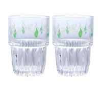 JOINPAYA Lot de 2 Gobelets en Verre Transparent Design Fleur de Muguet, Multi-usages, Décoratifs, pour Restaurant et Maison Style Frais et Atmosphère Champêtre Romantique