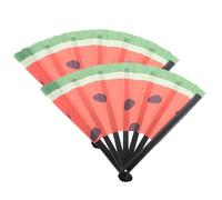 JOINPAYA Lot de 2 Grands Éventails Pliables de Pastèque Noir, Éventails Portables Légers en Matériau Doux, Accessoires pour Festivals, Danses et Décoration D’été, Ventilateurs Pliants