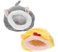 JOINPAYA Lot de 2 Lits-Grottes Chauds pour Petits Animaux Nid d'hiver pour Hérisson et Cochon d'Inde Petite Taille Tissu Peluche Courte Accessoire Douillet pour Cage Couleur Aléatoire