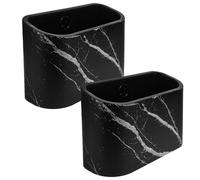 JOINPAYA Lot de 2 Mini Poubelles de Comptoir en Plastique sans Couvercle, Modèle Noir Marbre, Poubelle de Table Compacte et Portable pour Bureau et Maison, Corbeille à Papier Hygiénique