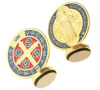 JOINPAYA Lot de 2 Ornements de Bureau Saint Benoît en Métal Coloré, Décoration Religieuse Unique pour Maison et Église, Accessoires Décoratifs pour Noël et Scène de Naïveté, Décorations