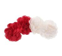 JOINPAYA Lot de 2 Paires de Boucles D’Oreilles Pendantes à Motif Floral en Tissu Léger Grandes Fleurs Blanches et Rouges Boucles D’Oreilles Fleuries pour Femme Accessoires Bohème Idéals
