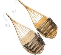 JOINPAYA Lot de 2 Paniers Suspendus en Bambou Tressé à la Main Supports pour Orchidées et Jardinières d'Extérieur Jardinière Murale Écologique en Bambou Naturel Décoration Terrasse et