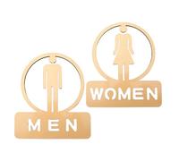 JOINPAYA Lot de 2 Panneaux de Toilettes en Acrylique Doré Découpé Laser Signalétique Adhésive Unisexe Femmes Hommes Indicateurs de Toilettes Résistants la Décoloration pour Commerces