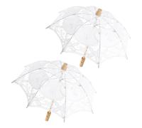 JOINPAYA Lot de 2 Parasols de Mariage Blancs en Coton et Dentelle Petits Parasols Décoratifs Romantiques pour Cérémonie Extérieure Accessoires Légers et Élégants pour Mariée