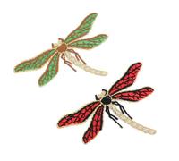 JOINPAYA Lot de 2 Patchs Thermocollants Libellule Brodés Bord Doré Appliques Autocollantes Décoratives pour Vêtements Paquet et Accessoires DIY Patchs Soi-Même Colorés et Résistants