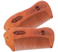 JOINPAYA Lot de 2 Peignes Démêlants en Bois de Pêcher, Grosse Taille Antistatique, Forme Poisson, pour Cheveux Bouclés et Fins, Accessoires Coiffure Portables pour Femmes et Hommes, Usage