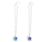 JOINPAYA Lot de 2 Pendentifs de Croissant de Lune en Alliage, Collier Pierres Précieuses, Chaîne 47 Cm, Bijoux Interstellaires Créatifs pour Femmes, Présent Élégant pour Soirée
