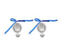 JOINPAYA Lot de 2 Pendentifs Photo Commémoratifs en Alliage de Verre Bleu Noeud Breloques Ovales pour Bouquet de Mariage Décoration DIY pour Collier et Bracelet Accessoires Décoration