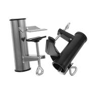 JOINPAYA Lot de 2 Pinces de Fixation pour Parasol D’Extérieur Réglables Résistantes aux Intempéries en Acier Galvanisé Argenté et Noir Mat Support Stable pour Terrasse Balcon Plage et