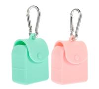 JOINPAYA Lot de 2 Pochettes en Silicone Mini Format avec Crochet, Paquet de Rangement Portable pour Monnaie, Coloris Vert et Rose, pour Transporter Pièces et Petits Objets Quotidien