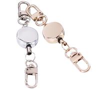 JOINPAYA Lot de 2 Porte-clés Télescopiques Multifonctionnels en Alliage Léger Argenté et Or, Boucle Haute Élasticité, Porte-badge Rétractable Robuste pour Usage Extérieur et Bureau,