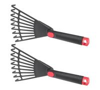 JOINPAYA Lot de 2 Râteaux de Jardin en Plastique Noir Résistants aux Intempéries Structure Robuste pour Ameublir Le Sol et Ramasser Les Feuilles Mortes en Extérieur