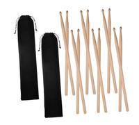 JOINPAYA Lot de 2 Sets de Baguettes de Batterie 5A en Bois D’Érable 6 Baguettes de Percussion Légères avec Housse en Velours Noir Accessoires pour Batterie Électronique et Jazz