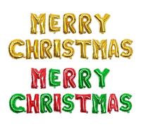 JOINPAYA Lot de 2 sets de Ballons de Noël en Aluminium 16 Pouces Décorations de Fête Lettres Dorées et Rouge-Vert Ensemble de Ballons pour Décoration Intérieure de Salon Chambre et