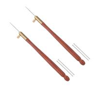 JOINPAYA Lot de 2 sets de Crochets à Broder Tambour Manche en Bois Rouge Kit D’Outils de Perlage Micro-Crochet Aiguilles à Perler pour Broderie Française et Travaux D’Aiguille DIY