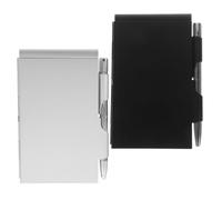 JOINPAYA Lot de 2 Sets de Mini Bloc-notes de Poche en Alliage D'aluminium avec Stylo Intégré, Carnet Détachable Noir et Argenté, Fournitures Scolaires Bureau Pratiques et Légères