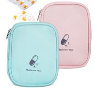 JOINPAYA Lot de 2 Trousses à Pharmacie de Voyage Compactes en Tissu Oxford Résistant à L’Eau Petites Pochettes Légères Rose Clair et Vert Clair Organisateur de Remède Portable pour