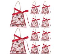 JOINPAYA Lot de 20 Boîtes à Dragées pour Mariage Petites en Papier Décor Fleuri avec Ruban Rouge Profond Format Compact Portable pour Présents D’Invités et Friandises Élégantes