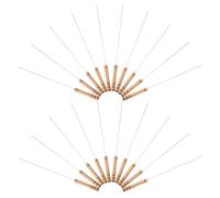 JOINPAYA Lot de 20 Brochettes Rondes en Acier Inoxydable 335 CM avec Manches en Bois Brochettes Métalliques pour Barbecue Accessoires de Grillade pour Viande et Saucisses en Extérieur