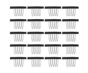 JOINPAYA Lot de 20 Petites Pinces à Cheveux pour Perruques, Dents en Acier, Tissu Noir, Faciles à Utiliser pour Extensions de Cheveux