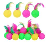 JOINPAYA Lot de 24 Balles à Plumage pour Chat Jouets Stimulants Interactifs en Plastique pour Maison et Boutique Amusants et Attractifs Couleur Aléatoire