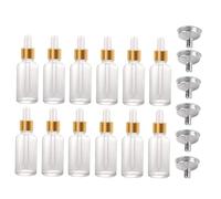 JOINPAYA Lot de 24 Flacons D'huile Essentielle en Verre Transparent de 30ml avec Pipette Compte-gouttes Réutilisable et 6 Entonnoirs en Acier Inoxydable pour Soins du Corps et Parfums