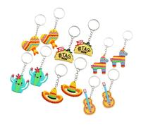 JOINPAYA Lot de 24 Porte-clés Mexicains Colorés en Alliage et PVC, 6 Modèles X 4 Pièces, Décorations Suspendues Légères pour Paquet et Clés, Accessoires Festifs pour Carnaval Mexicain
