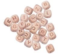JOINPAYA Lot de 26 Perles en Bois Alphabet 12 MM Carrées en Hêtre Naturel Perles pour Bracelets et Colliers Artisanaux Accessoires de Bricolage Bijoux DIY