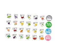 JOINPAYA Lot de 28 Autocollants pour Ventre de Femme Enceinte Stickers Hebdomadaires de Grossesse Accessoires Photo Maternité Faciles à Coller Couleurs Lumineuses pour Souvenirs de