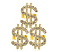 JOINPAYA Lot de 3 Bagues Décoratives en Métal avec Pierres Brillantes pour Bal Masqué Accessoires de Costume Rap Punk Bagues pour Décoration de Scène Style Hip-Hop