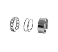 JOINPAYA Lot de 3 Bagues Ouvertes Décoratives pour Doigt Style Vintage Finition Argentée Plaqué Or Véritable Taille Ajustable Bijou pour Femme et Présent Polyvalent