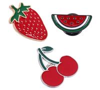 JOINPAYA Lot de 3 Broches Émaillées Fruits Été - Épingle Pastèque Fraise et Cerise - Accessoire Léger en Métal Coloré pour Vêtement Paquet ou Robe Pins Féminins 3 Pièces