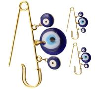 JOINPAYA Lot de 3 Broches Pendentifs Œil Maléfique Bleu en Verre, Épingle Décorative Dorée pour Veste, Cardigan et Pull, Accessoires Féminins pour Décoration et Présent