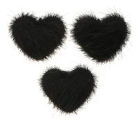JOINPAYA Lot de 3 Décorations D'ongles 3d de Cœur, Pompons Amovibles en Fausse Fourrure Noire, Accessoires pour Nail Art Diy, Fournitures pour Manucure Créative, pour Soins des Ongles