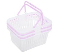 JOINPAYA Lot de 3 Petits Paniers en Plastique Blanc avec Poignées, Panier de Rangement Compact Cuisine, Salle de Bain et Bureau, Bacs Multifonctions Légers et Portables Couleur Aléatoire