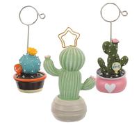 JOINPAYA Lot de 3 set de Porte-Photos Créatifs Mini Cactus en Résine et Métal Support Mémo Décoratif pour Table Porte-Cartes Photo Multifonction Maison Bureau et Fête