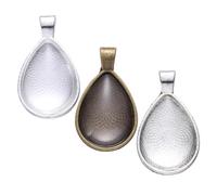 JOINPAYA Lot de 36 Plateaux Pendentifs en Alliage pour Fabrication de Bijoux DIY Forme Goutte d'Eau Verre 17X25 MM Couleurs Argenté Antique Bronze Antique et Argenté Brillant