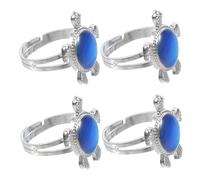 JOINPAYA Lot de 4 Bagues Tortue Thermochromiques Unisexes Changeant de Couleur Selon la Température et L’Humeur Accessoires de Mode Amusants pour Femmes et Garçon et Filles