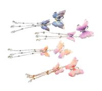 JOINPAYA Lot de 4 Barrettes à Cheveux en Tulle avec Pompons, Clips Métalliques Argentés et Dorés, Accessoires pour Cheveux Femme, pour Fêtes, Cérémonies et Usage Quotidien, Coloris Bleu,