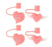 JOINPAYA Lot de 4 Bouchons de Paille en Silicone Anti-poussière, Couvre-embouts Adorables, Compatibles Pailles 6-8 Mm, Légers et Réutilisables pour Maison et Voyage