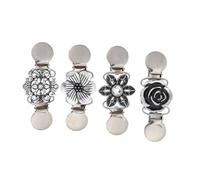 JOINPAYA Lot de 4 Broches à Clip Rétro Argentées pour Vêtements, Pinces de Bec de Canard Décoratives pour Châle, Pull et Chemise, Accessoires Mode Hiver pour Femme