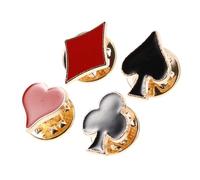 JOINPAYA Lot de 4 Broches Décoratives en Alliage de Zinc Épingles de Revers Style Carte à Jouer Mini Broches de Col 4 Symboles Accessoires Mode pour Vêtements