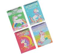 JOINPAYA Lot de 4 Carnets à Gratter pour Garçon et Filles Papier à Dessin à Gratter DIY Format Poche Motifs Colorés pour Maternelle et Activités Créatives