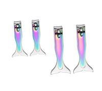 JOINPAYA Lot de 4 Coupe-ongles en Acier Inoxydable Dégradé avec Poignée Sirène, Grand et Petit Format, Kit de Manucure Portable pour Soin des Ongles et Pédicure à Domicile
