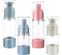 JOINPAYA Lot de 4 Flacons Airless Rechargeables 30 Ml et 15 Ml, Bouteilles Spray et Lotion sous Vide, Plastique, pour Crème Visage et Huile Capillaire, Voyage et Soins Couleur Aléatoire