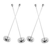 JOINPAYA Lot de 4 Piédestaux de Drapeau de Table en Métal Argenté, Supports Compacts pour Base de Drapeau de Bureau, Mâts Droits Pratiques, Accessoires pour Présentoirs de Drapeaux, Usage